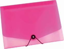 Organizzatore per documenti A4 con elastico, trasparente/rosa – 13 tasche