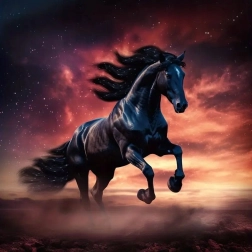 Pittura con diamanti Cavallo nero selvaggio