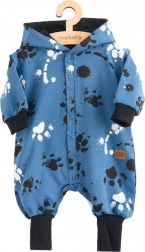 Tutina in cotone per neonati con cappuccio e orecchiette NEW BABY Paw – blu