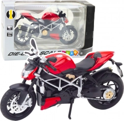 moto sportiva in metallo 1:12, rossa con luci e suoni