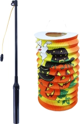 Lampione di Halloween 15 cm con bacchetta luminosa 40 cm