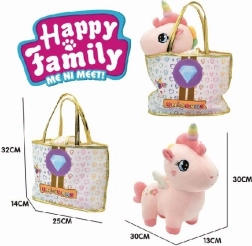 Unicorno di peluche nella borsetta Happy Family 30 cm