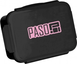 Lunch box PASO Basic 650 ml, nero con logo rosa