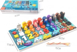 Puzzle Montessori in legno 6 in 1 – imparare a contare e pescare pesci magnetici