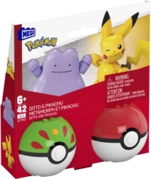 Mega pokémon poké ball pikachu e ditto – set di costruzione 42 pezzi
