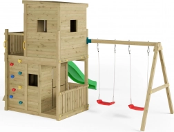Parco giochi da giardino in legno per bambini FUNGOO Lofter con due altalene