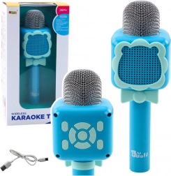 Microfono Senza Fili Bluetooth Karaoke Registrazione Cambio Voce Blu