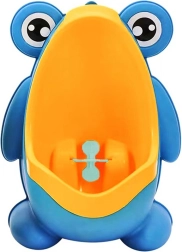 Urinale da parete per bambini – orinatoio a forma di rana, blu‑giallo
