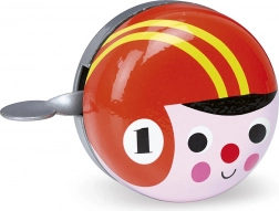 Campanello retrò per bicicletta rosso con ciclista