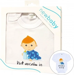 body neonato con stampa New Baby quando non dormo io, non dormite neanche voi – confezione regalo