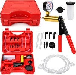 Pompa a vuoto manuale con manometro per spurgo freni, set in valigetta 120 ml