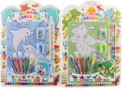 Set scolastico con album da colorare, pastelli e accessori