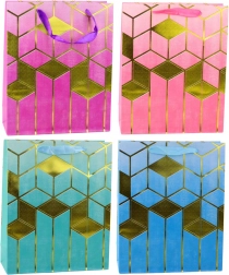 Borsa regalo con motivo geometrico dorato 32 × 26 × 12 cm