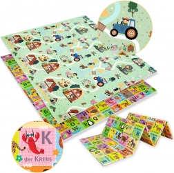 Tappetino in schiuma pieghevole bifacciale HUMBI 180 × 200 cm – alfabeto tedesco e campagna