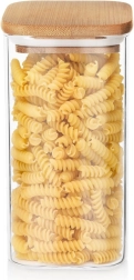Barattolo in vetro per alimenti secchi con coperchio in bambù e guarnizione 1,5 l