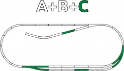 Roco Line set binari C con massicciata – tratto parallelo H0
