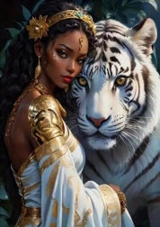 Pittura diamantata donna con tigre 30 × 40 cm