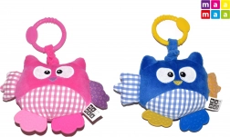 Gufo di peluche vibrante da appendere sopra il lettino, sonaglino 21 cm