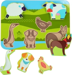 puzzle a incastro in legno fattoria animali LUCY & LEO, 7 pezzi