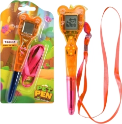 Penna elettronica con giochi 168 in 1 con laccetto – rosa‑arancione