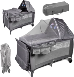 Lettino da viaggio per bambini con due livelli e fasciatoio, fino a 15 kg