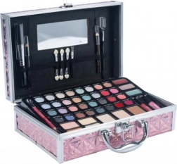 Beauty case rosa medio con set completo di trucco