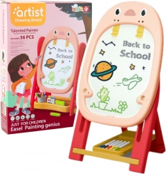 Lavagna magnetica a doppia faccia con giochi per bambini rosa