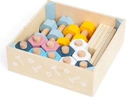 Cassetta in legno Bigjigs con dadi e viti