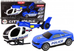 Set della polizia con elicottero e auto con suoni – blu