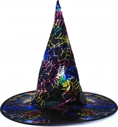 Cappello da strega con ragnatele colorate per adulti