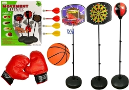 Set sportivo per bambini 3 in 1 – basket, box e freccette magnetiche