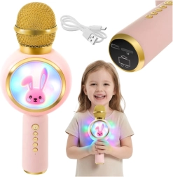 Microfono karaoke wireless per bambini con LED, rosa IZOXIS