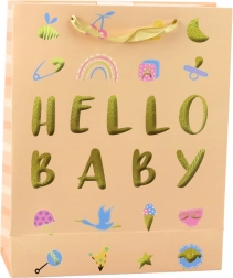 Borsa regalo per bambino Hello Baby color pesca