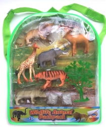 Set di figurine di animali selvatici con zainetto – 6 pz
