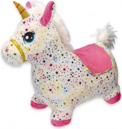 Unicorno saltellante gonfiabile con rivestimento in peluche