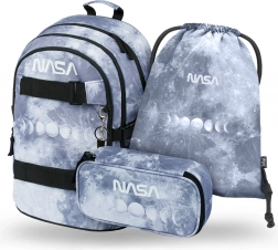 Baagl set scolastico NASA Grey – zaino, astuccio e sacca