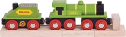 Bigjigs Rail locomotiva verde con tender e binari