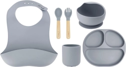 Set da pranzo in silicone per bambini MoMi AMI in colore grigio