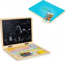 Laptop didattico in legno con lavagna magnetica e lettere ECO TOYS