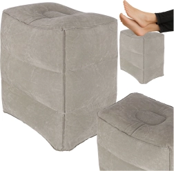 Poggiapiedi gonfiabile e pouf da viaggio con 3 livelli di altezza – grigio