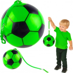 Pallone da calcio in gomma con design verde e attacco per corda elastica 22 cm