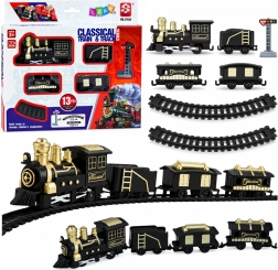 Classico trenino a batteria con locomotiva, vagoni e binari – 13 pezzi