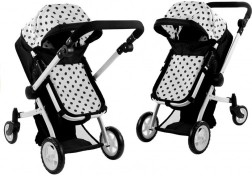 Passeggino per bambole Alice 2 in 1, profondo e sportivo, pois nero‑bianco