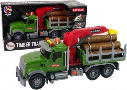 Camion forestale per bambini con gru e tronchi con luci e suoni