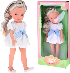 Lovely Girl bambola alla moda con abito bianco e fiocco blu 33 cm