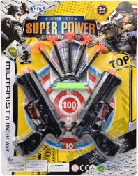 Pistola giocattolo con bersaglio – set con due pistole e proiettili a ventosa