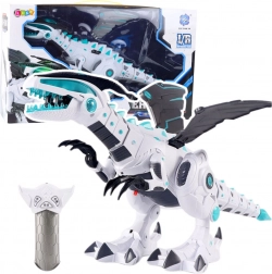 Dinosauro robot RC telecomandato con luci e suoni – bianco