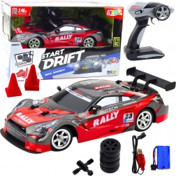 Auto RC da corsa per drift, rosso-nero, 30 km/h, 1:16