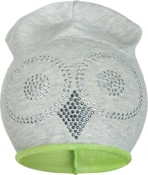 cappellino primaverile in cotone New Baby con gufo grigio-verde
