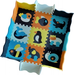 Tappetino in schiuma WOOPIE – puzzle colorati e recinto pieghevole